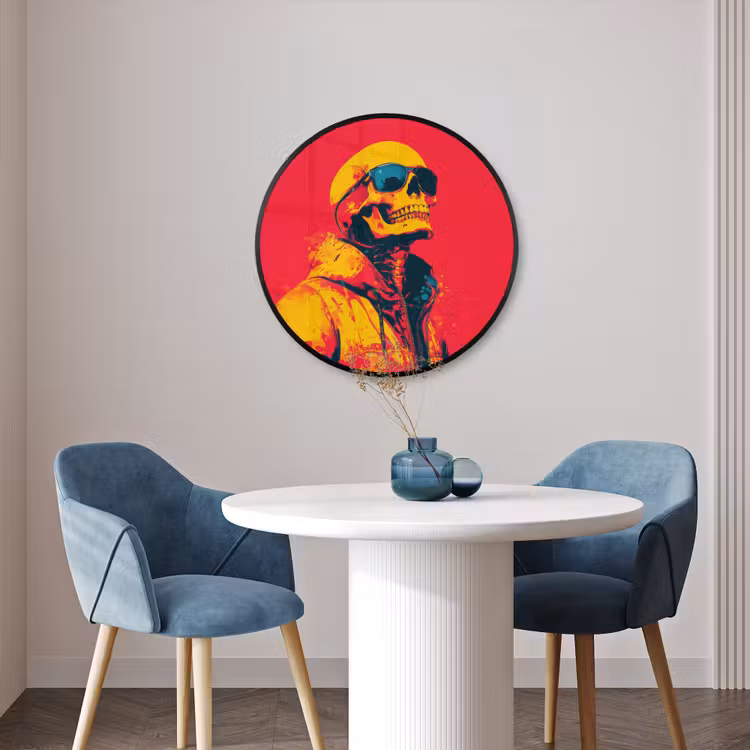Ronde fotolijst - Zonnebril - Schedel - Jas - Rood — 3