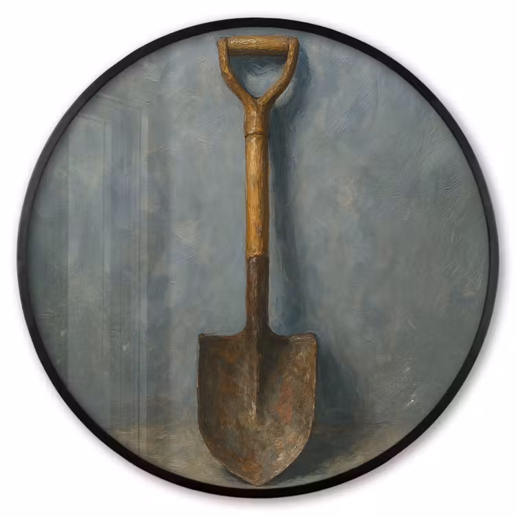 Ronde fotolijst - Schep - Gereedschap - Schilderij — 1
