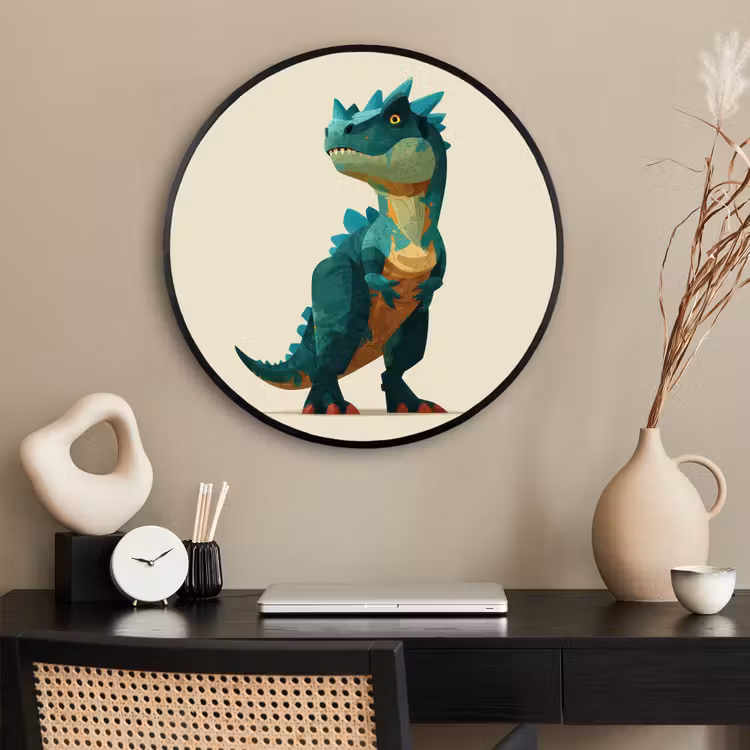 Ronde fotolijst - Stekels - Dino - Blauw - Gespierd — 2