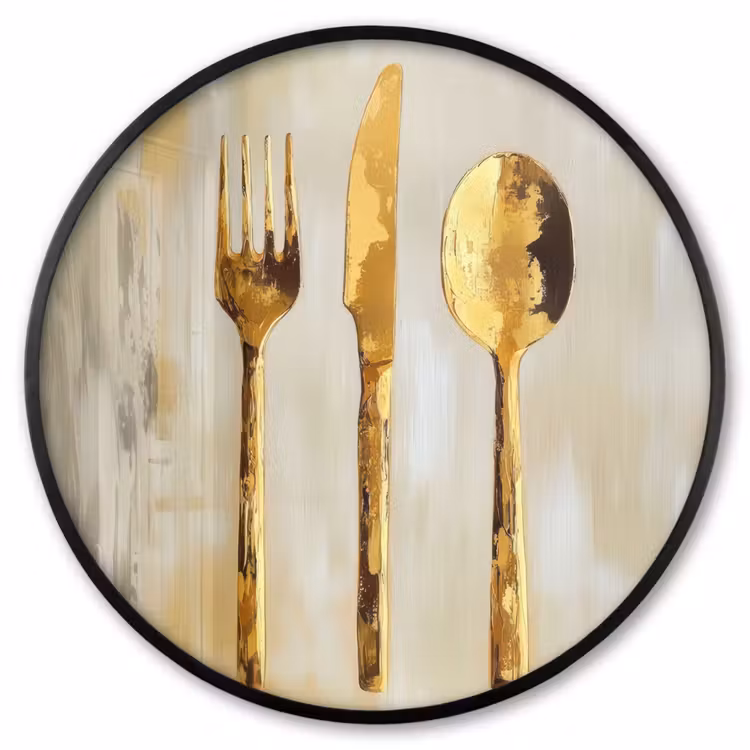 Ronde fotolijst - Verf - Goud - Bestek — 1