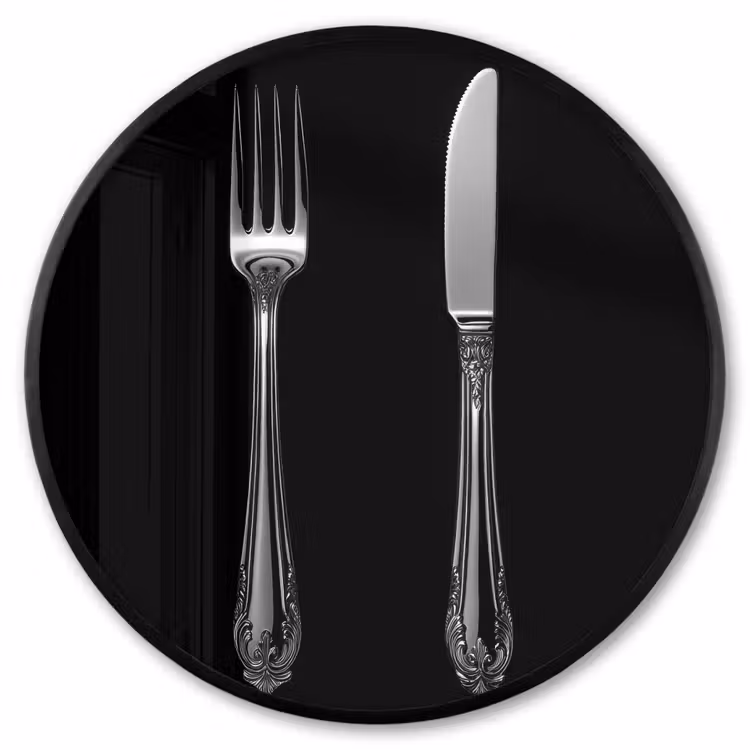 Ronde fotolijst - Vork - Mes - Zilver — 1