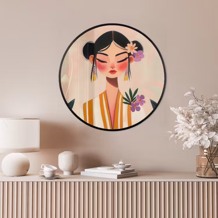 Ronde fotolijst - Vrouw - Bloemen - Pastel — 4