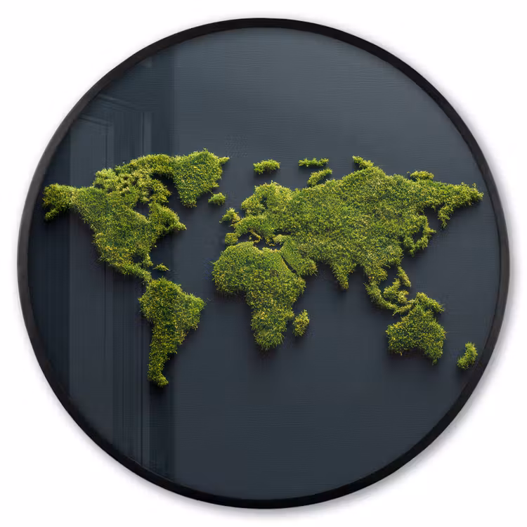 Ronde fotolijst - Wereldkaart - Mos -Levendig effect — 1
