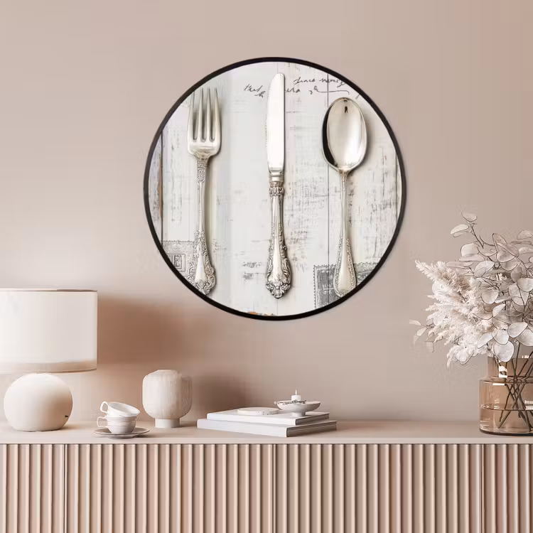 Ronde fotolijst - Zilver - Bestek - Hout — 4