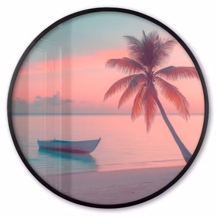 Ronde fotolijst - Zee - Boot - Zonsondergang — 1