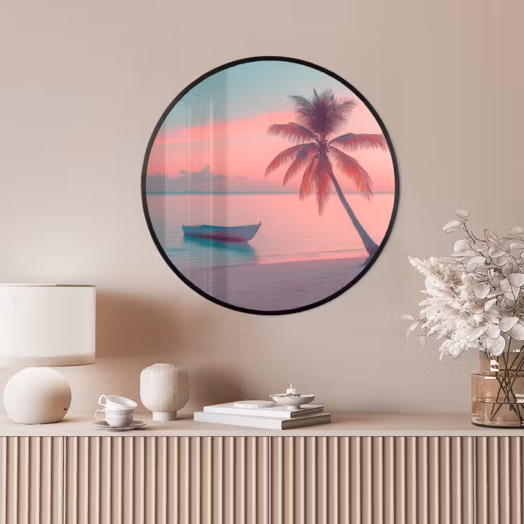 Ronde fotolijst - Zee - Boot - Zonsondergang — 4