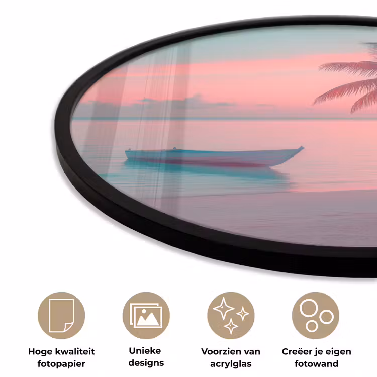 Ronde fotolijst - Zee - Boot - Zonsondergang — 5