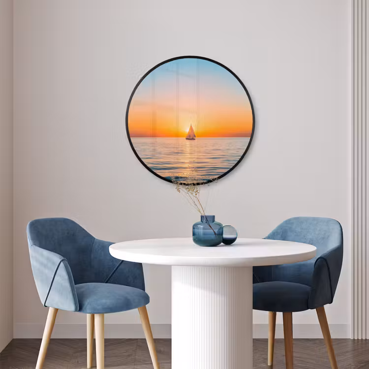 Ronde fotolijst - Zee - Zeilboot - Zonsondergang — 3