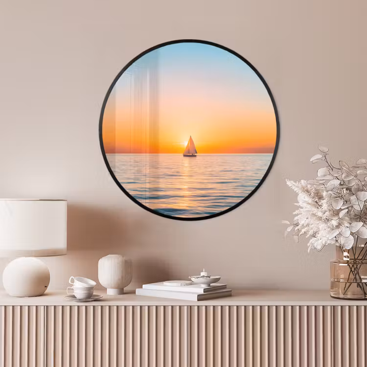 Ronde fotolijst - Zee - Zeilboot - Zonsondergang — 4