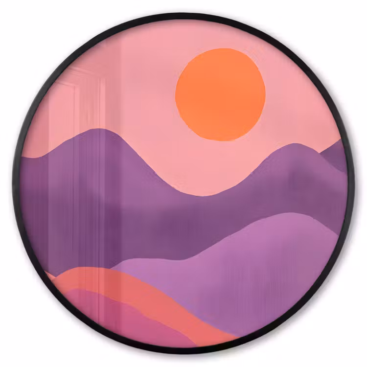 Ronde fotolijst - Zon - Heuvels - Paars - Abstract — 1