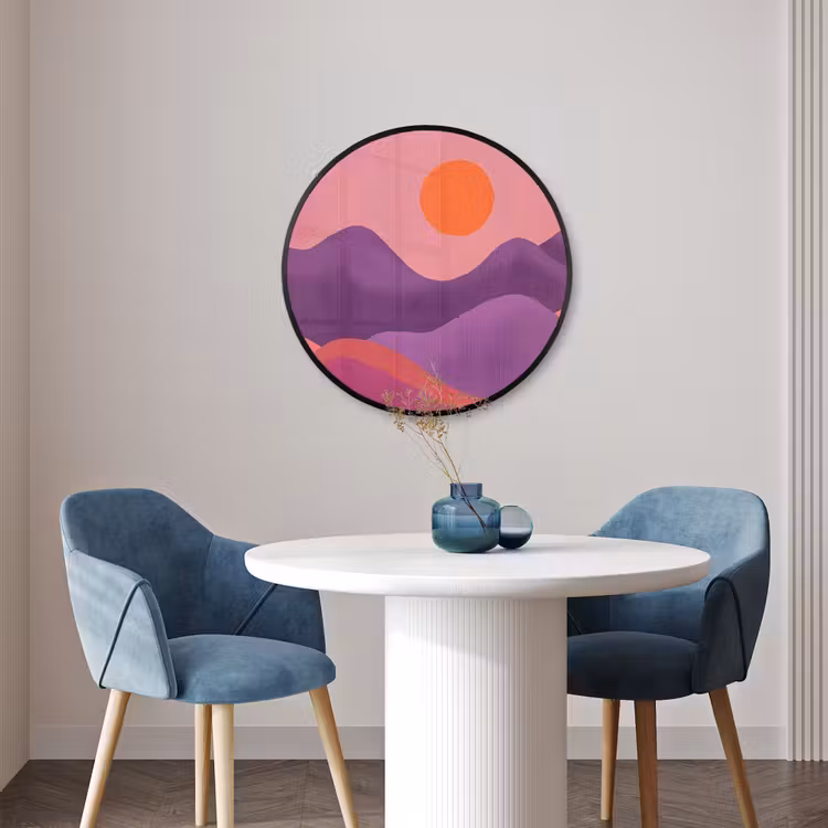 Ronde fotolijst - Zon - Heuvels - Paars - Abstract — 3