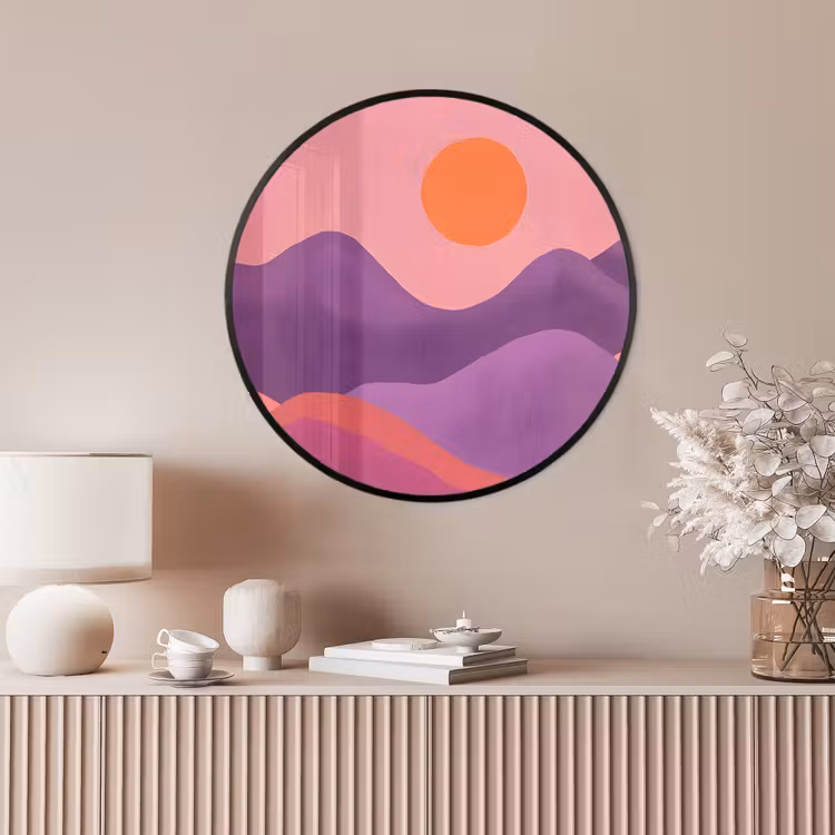Ronde fotolijst - Zon - Heuvels - Paars - Abstract — 4