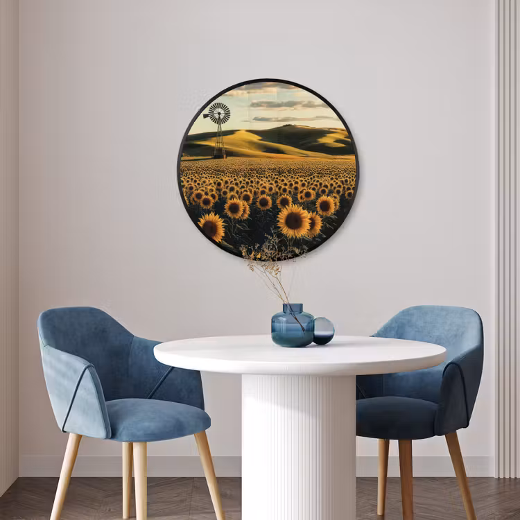 Ronde fotolijst - Zonnebloem - Veld - Windmolen — 3