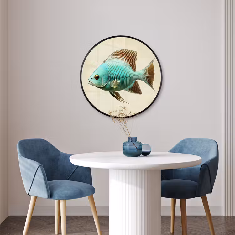 Ronde fotolijst - Schubben - Vis - Mint - Minimalistisch — 3