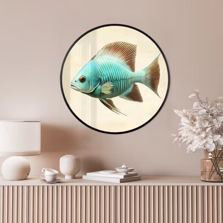 Ronde fotolijst - Schubben - Vis - Mint - Minimalistisch — 4