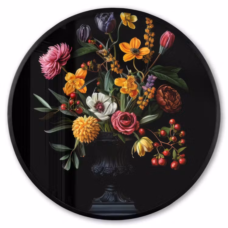 Ronde fotolijst - Sierlijk - Boeket - Bladeren — 1