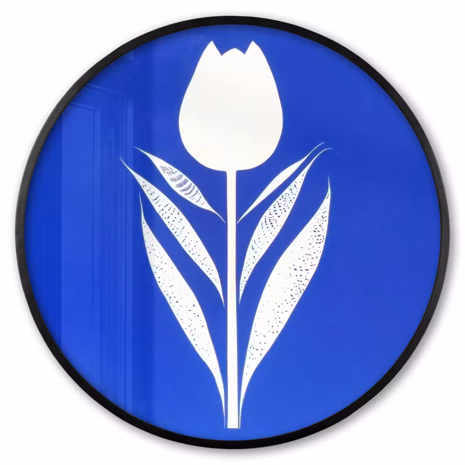 Ronde fotolijst - Tulp - Minimalistisch - Bladeren - Wit — 1