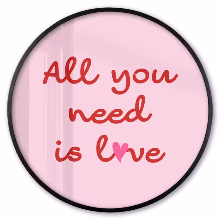 Ronde fotolijst - Tekst - Roze - Love - Hart — 1