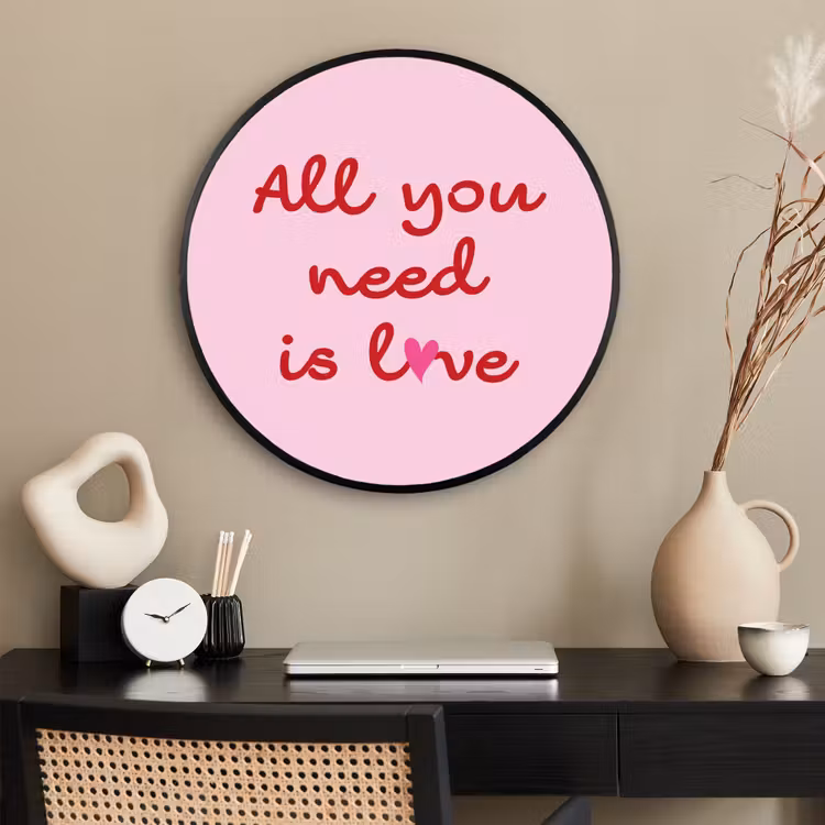 Ronde fotolijst - Tekst - Roze - Love - Hart — 2