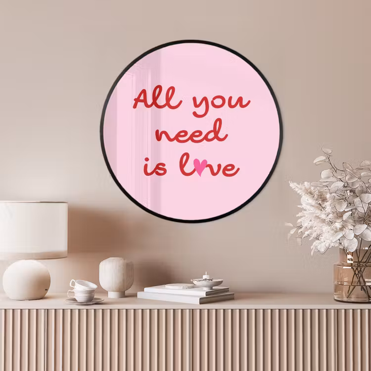 Ronde fotolijst - Tekst - Roze - Love - Hart — 4