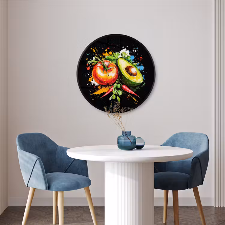 Ronde fotolijst - Tomaat - Avocado - Peper - Graffiti - Verf - Modern — 3