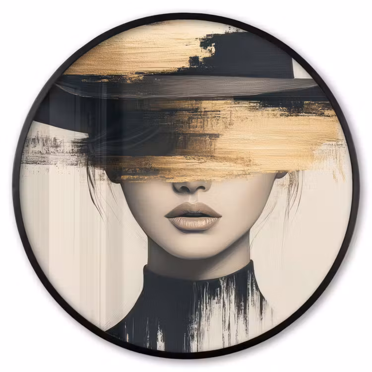 Ronde fotolijst - Vrouw - Hoed - Verf — 1