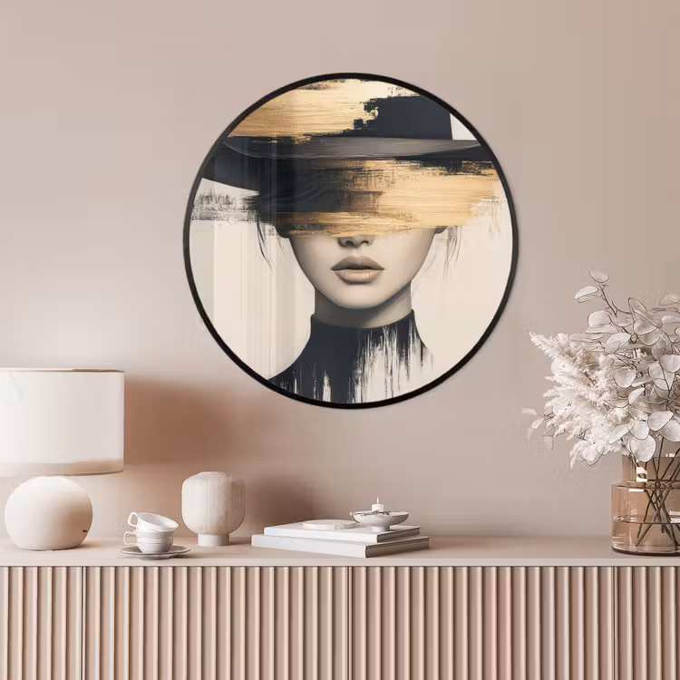Ronde fotolijst - Vrouw - Hoed - Verf — 4