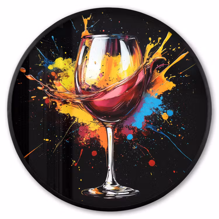 Ronde fotolijst - Wijn - Glas - Graffiti - Borrel - Rood - Verf — 1
