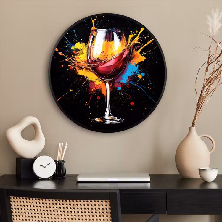Ronde fotolijst - Wijn - Glas - Graffiti - Borrel - Rood - Verf — 2