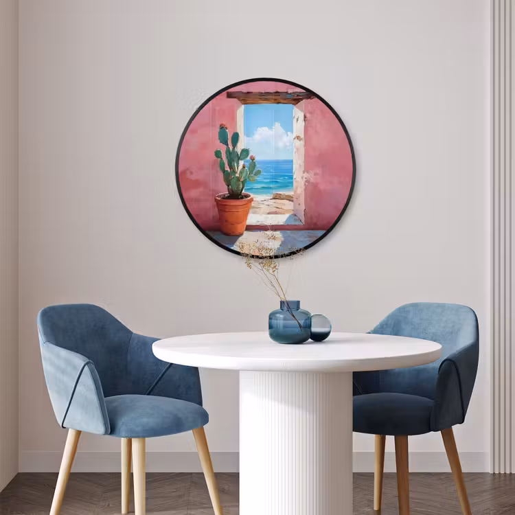Ronde fotolijst - Zee - Roze - Cactus — 3