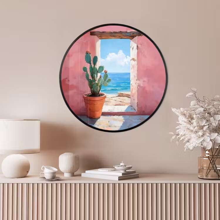 Ronde fotolijst - Zee - Roze - Cactus — 4