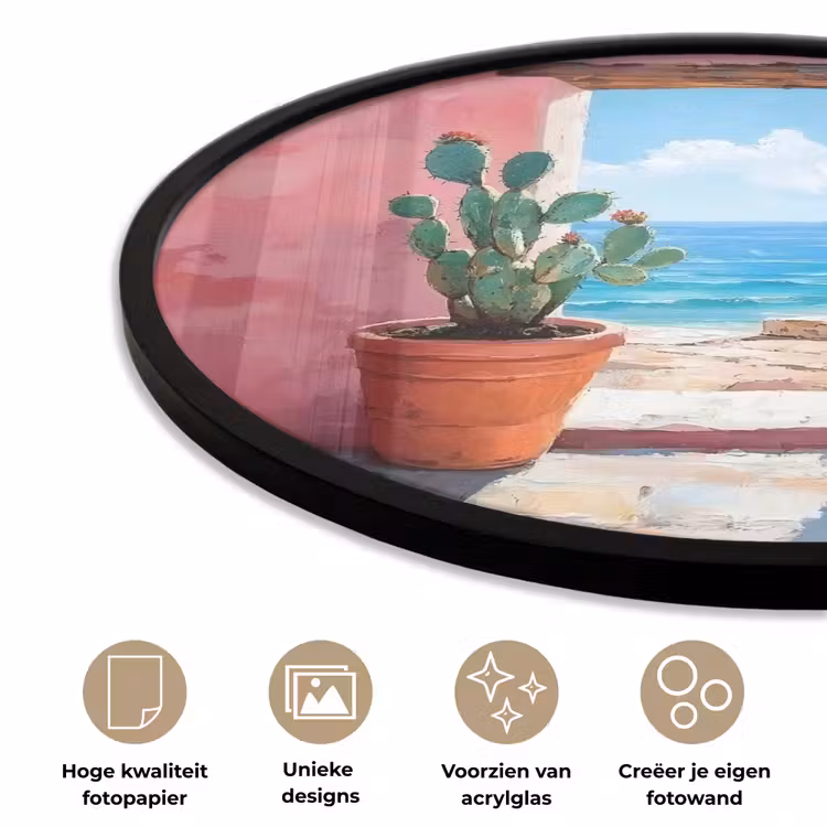 Ronde fotolijst - Zee - Roze - Cactus — 5