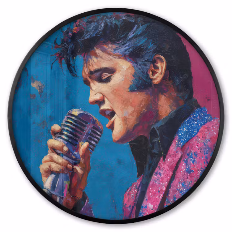 Ronde fotolijst - Zingende man - Glitterjas - Microfoon — 1