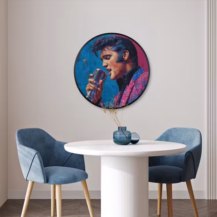 Ronde fotolijst - Zingende man - Glitterjas - Microfoon — 3