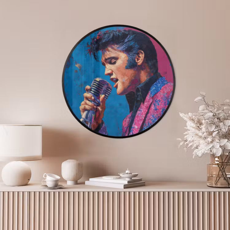 Ronde fotolijst - Zingende man - Glitterjas - Microfoon — 4