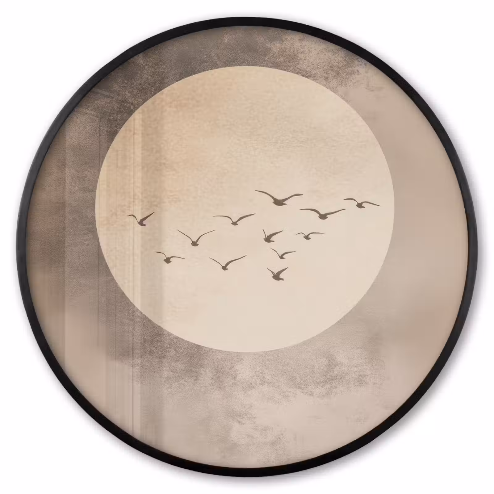 Ronde fotolijst - Vogel - Beige - Japandi — 1