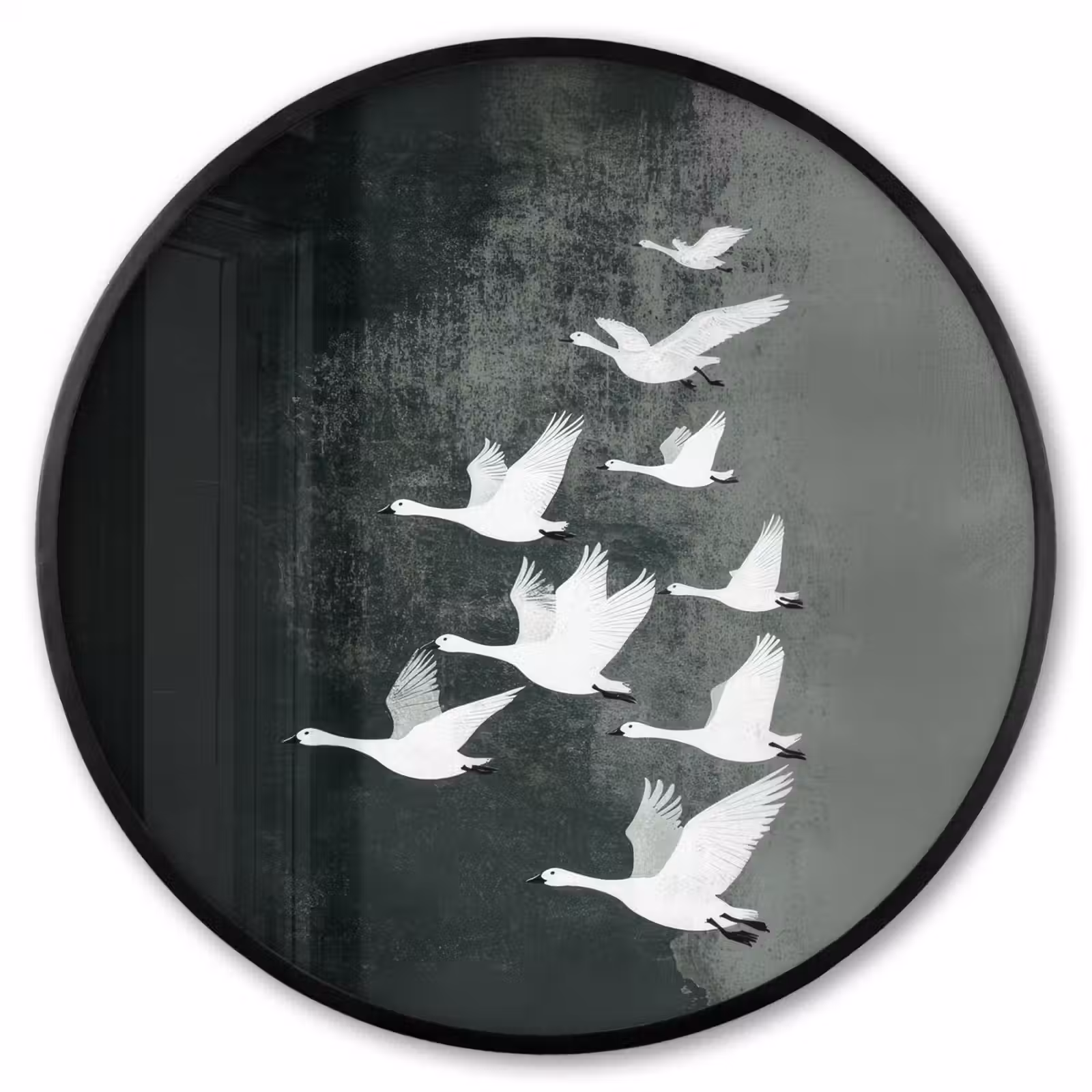 Ronde fotolijst - Vogel - Japandi - Groen — 1
