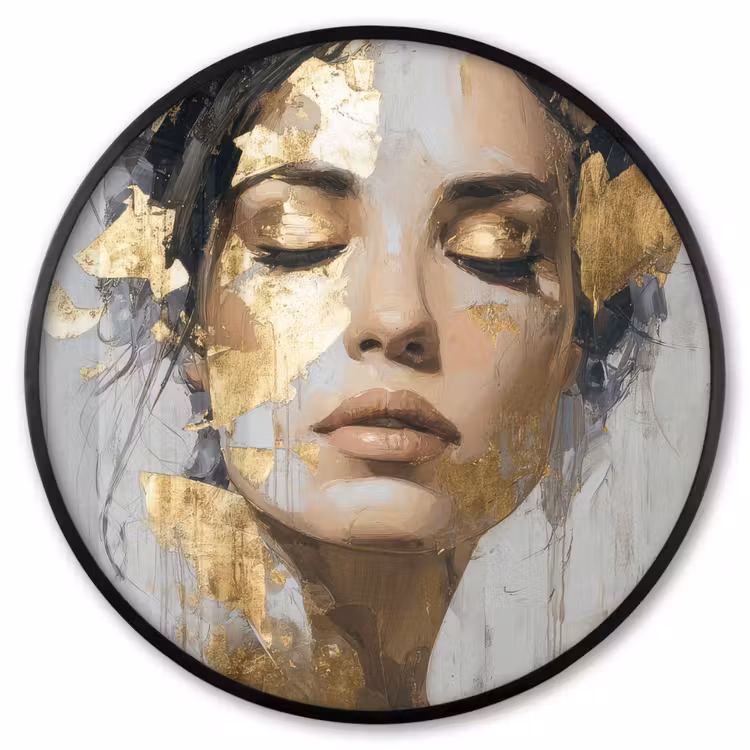 Ronde fotolijst - Sierlijk - Vrouw - Goud - Ogen — 1