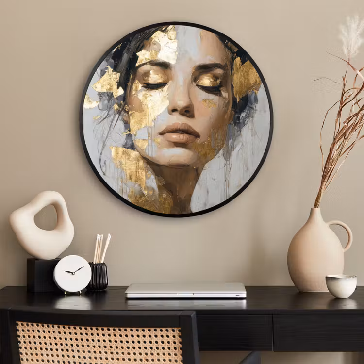 Ronde fotolijst - Sierlijk - Vrouw - Goud - Ogen — 2