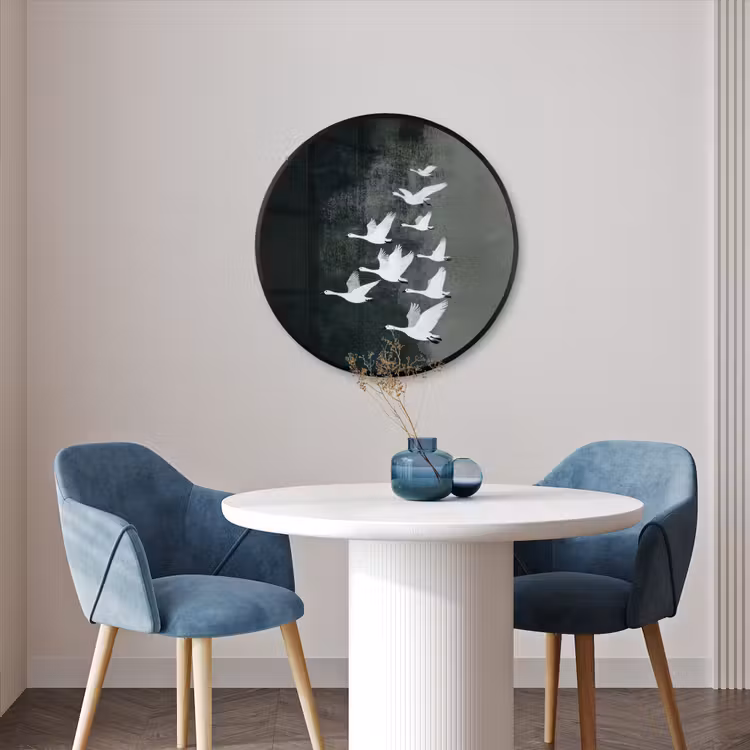 Ronde fotolijst - Vogel - Japandi - Groen — 3
