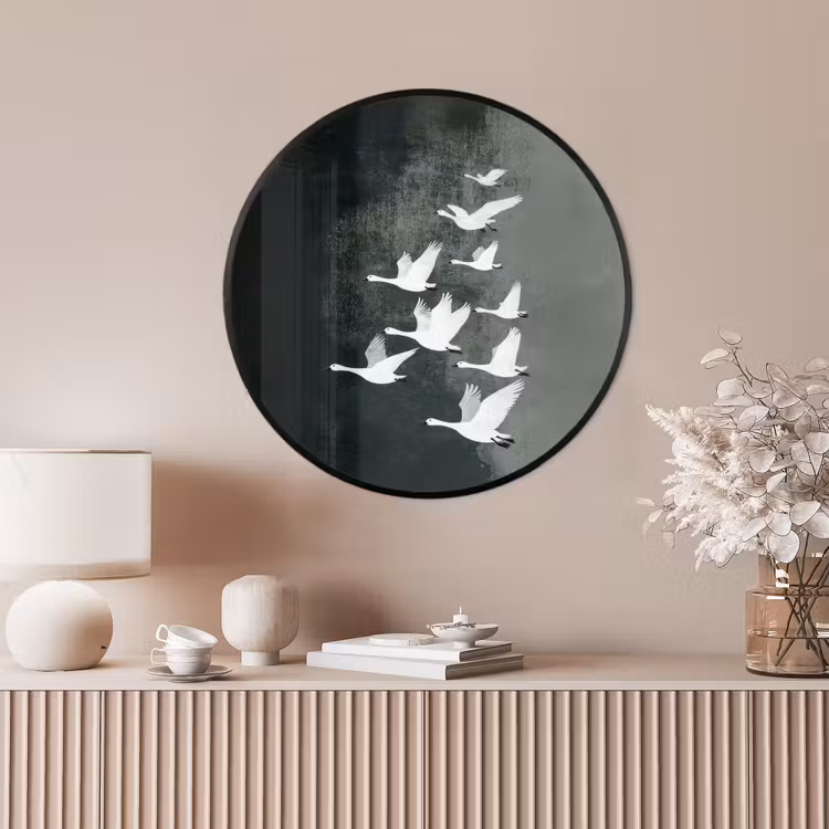 Ronde fotolijst - Vogel - Japandi - Groen — 4