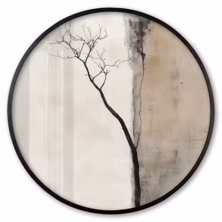 Ronde fotolijst - Wabi sabi - Plant - Beige — 1