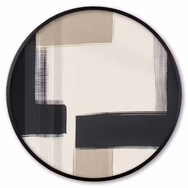 Ronde fotolijst - Zwart - Abstract - Japandi — 1