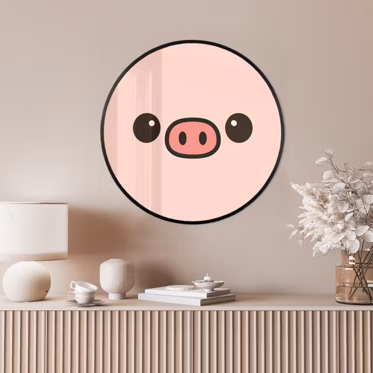 Ronde fotolijst - Varken - Roze - Minimalistisch — 4