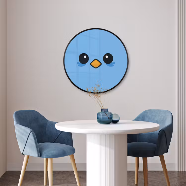 Ronde fotolijst - Vogel - Blauw - Eenvoudig — 3