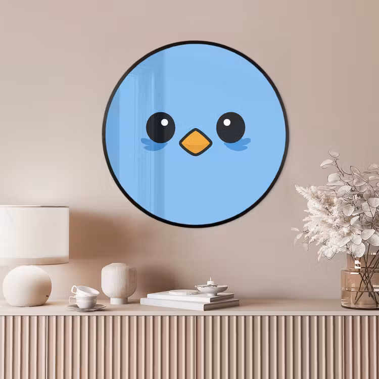 Ronde fotolijst - Vogel - Blauw - Eenvoudig — 4