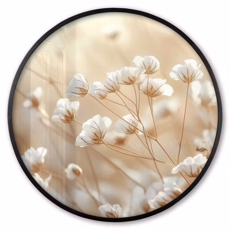 Ronde fotolijst - Wilde - Bloemen - Wit — 1