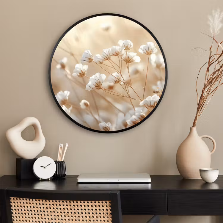 Ronde fotolijst - Wilde - Bloemen - Wit — 2