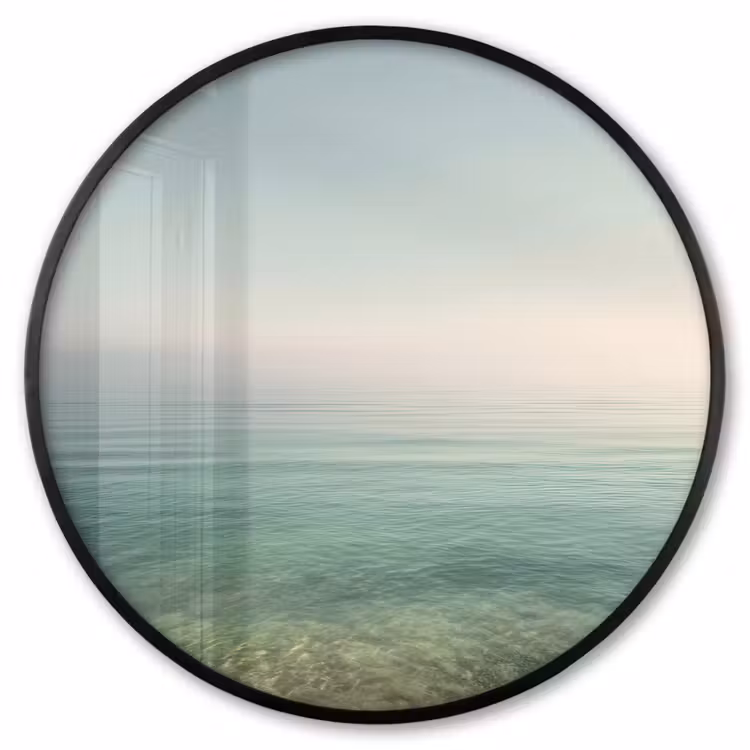 Ronde fotolijst - Zee - Horizon - Blauw - Mist — 1