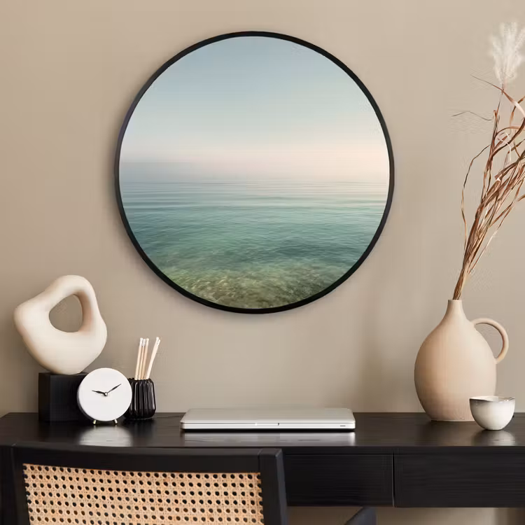 Ronde fotolijst - Zee - Horizon - Blauw - Mist — 2